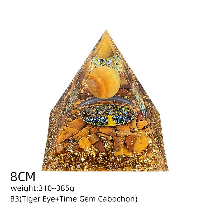 Pirâmide de cristal natural de 8cm Casa criativa europeia e americana Ornamento de mesa Yoga Resina de meditação Pirâmide de epóxi