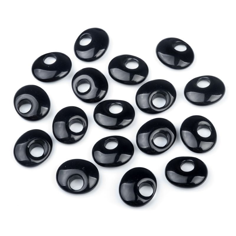 1763-16X20mm ágata preta borda buraco grande anel pingente brincos DIY colar jóias acessórios material