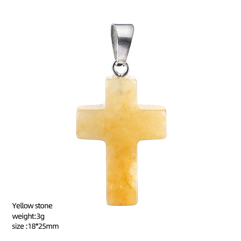 Pingente de cruz de cristal natural Acessórios de moda europeus e americanos pedra áspera polida colar de cruz de pedra semipreciosa