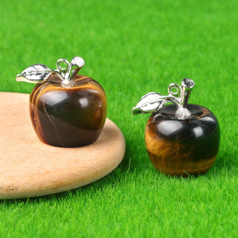 1718-Mini Pingente de Maçã de Cristal Natural Pingente de Maçã Pequeno, Véspera de Natal