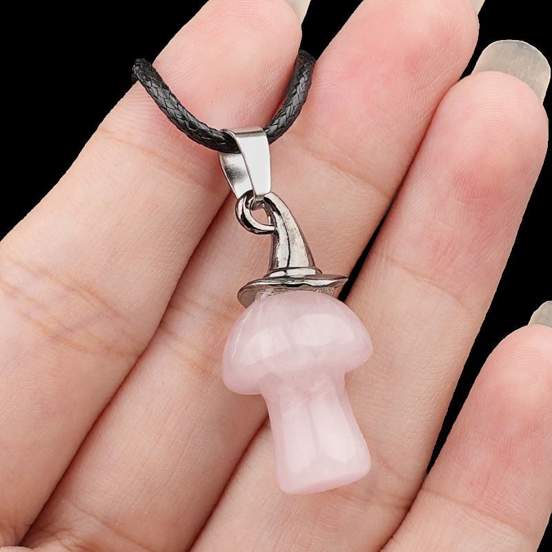 2351 Presente de Natal chapéu de bruxa ágata cogumelo colar cristal natural cogumelo forma pingente vintage jóias