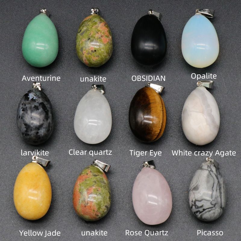 1579-30Mm pingente de ovo, ágata de cristal natural pingente de ovo de pássaro de pedra semipreciosa trabalho em andamento decoração colar DIY