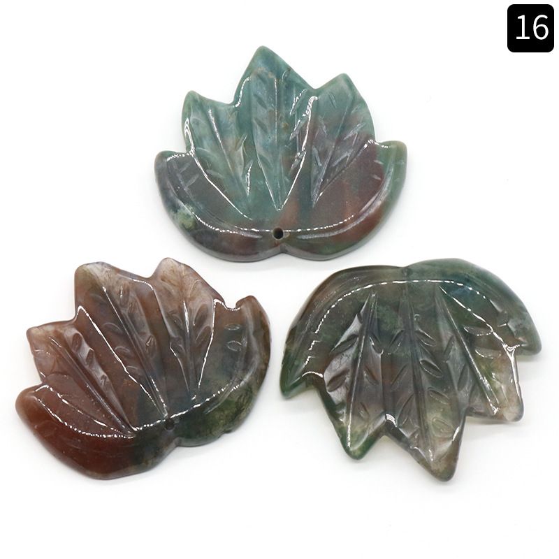 1450-50Mm Folha de bordo Pingente Grande Cristal Natural Pedra de Ágata Indiana Folha Esculpida DIY Ornamento de bordo