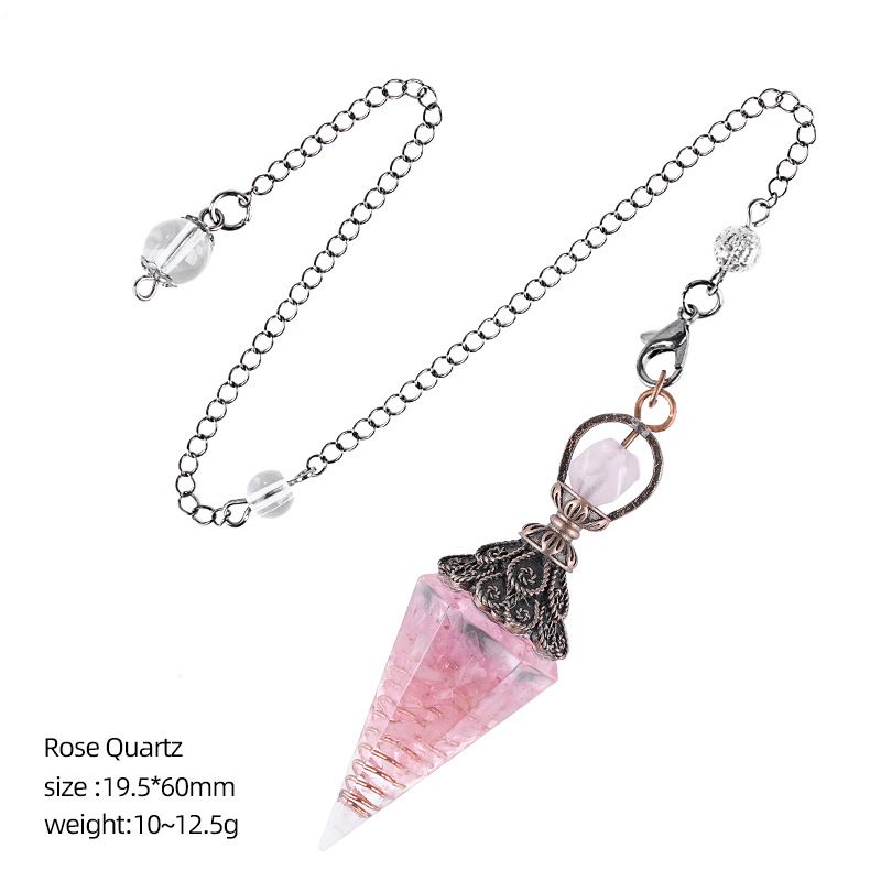 Pingente de pêndulo de cristal de bronze personalizado europeu e americano hexagonal Cone Rhombus Yoga Meditação Pêndulo de resina de frequência ajustável