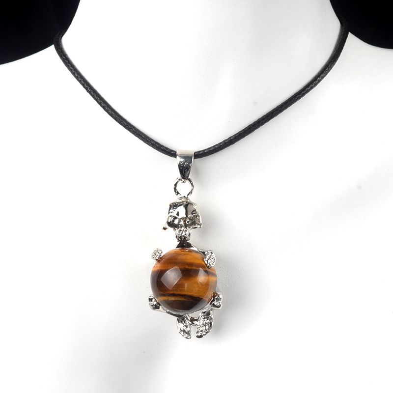1713-16Mm cristal ágata bola de pedra crânio homem colar pingente, Páscoa Europa e América