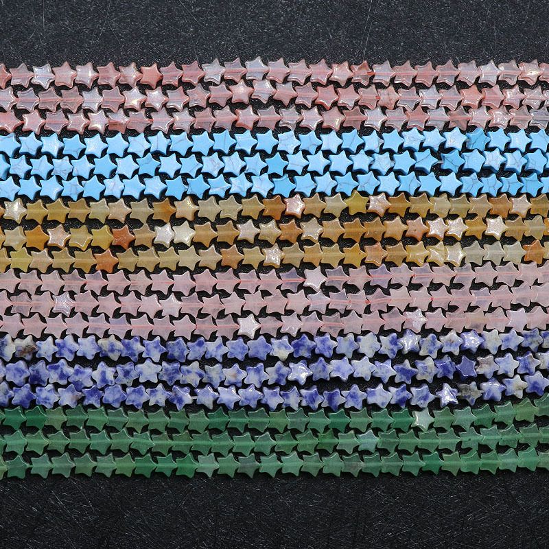 6Mm pentagrama cristal ágata pedra semi-preciosa pentagrama frisado contas soltas DIY pulseira colar brincos jóias