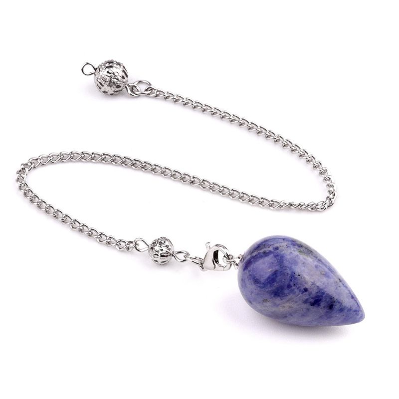 2150 Pingente de pêndulo de cristal natural em forma de gota meditação de ioga vintage pedra semipreciosa com pêndulo de ametista de corrente