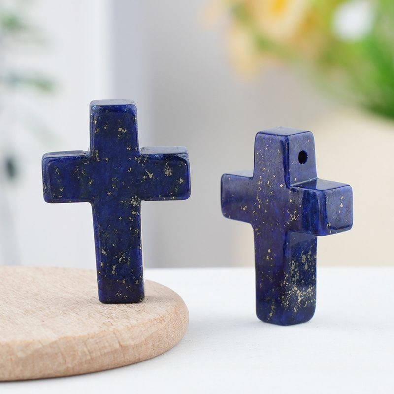 Pó de pedra natural de cristal cruz pingente pingente colar de jóias DIY acessórios