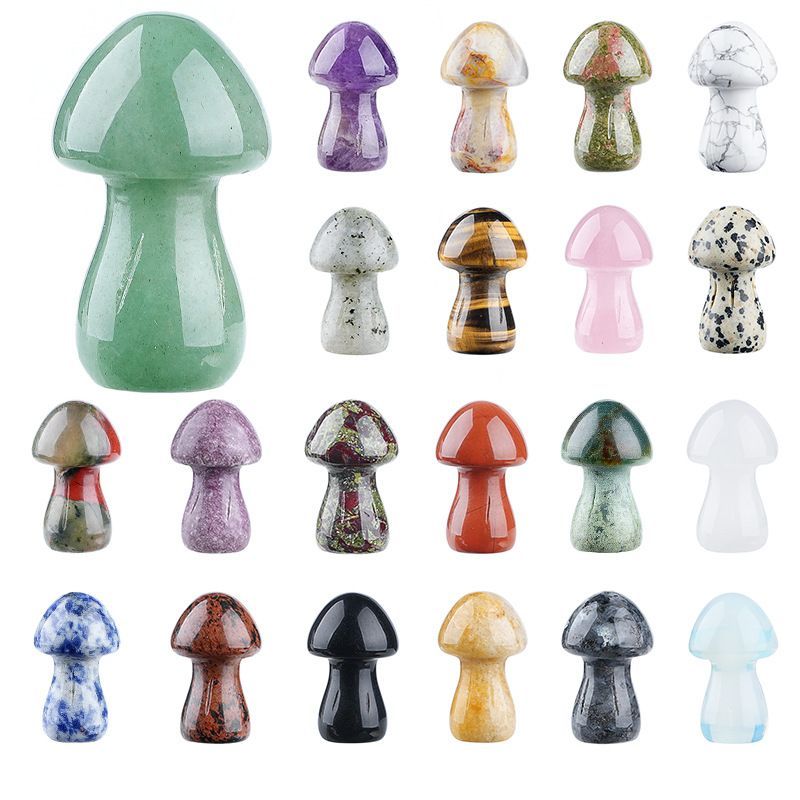 35Mm de pedra natural grande cogumelo enfeite de mesa para casa, criativo transfronteiriço DIY Mori paisagismo cogumelo de cristal natural