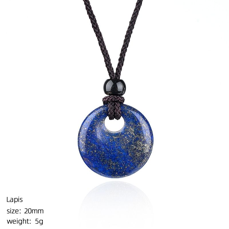 Pingente de fivela de segurança de cristal natural de 20Mm, colar de fivela de princesa redonda com grande buraco gravado em pedra selvagem, presente de Natal.