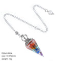 Hot Sale Pingente de Pêndulo de Cristal Natural Crown Yoga Acessórios de Meditação Hexagonal Cone Ajustável Resina de Freqüência Pêndulo