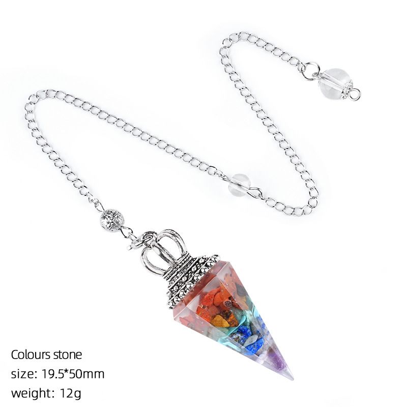 Hot Sale Pingente de Pêndulo de Cristal Natural Crown Yoga Acessórios de Meditação Hexagonal Cone Ajustável Resina de Freqüência Pêndulo