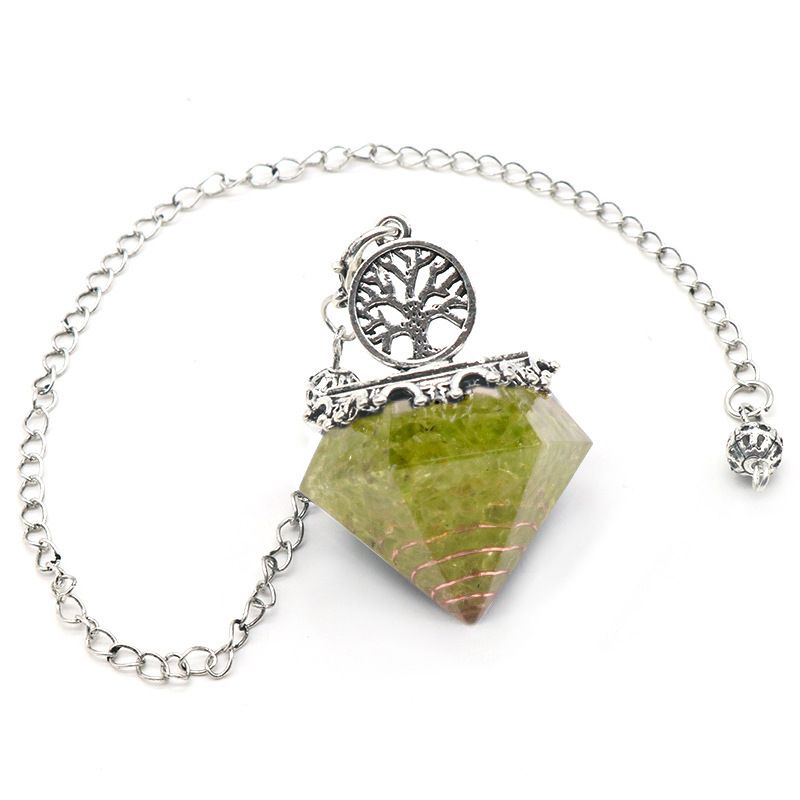 1413-Pêndulo em forma de diamante resina de ágata de cristal natural cascalho pêndulo em forma de diamante