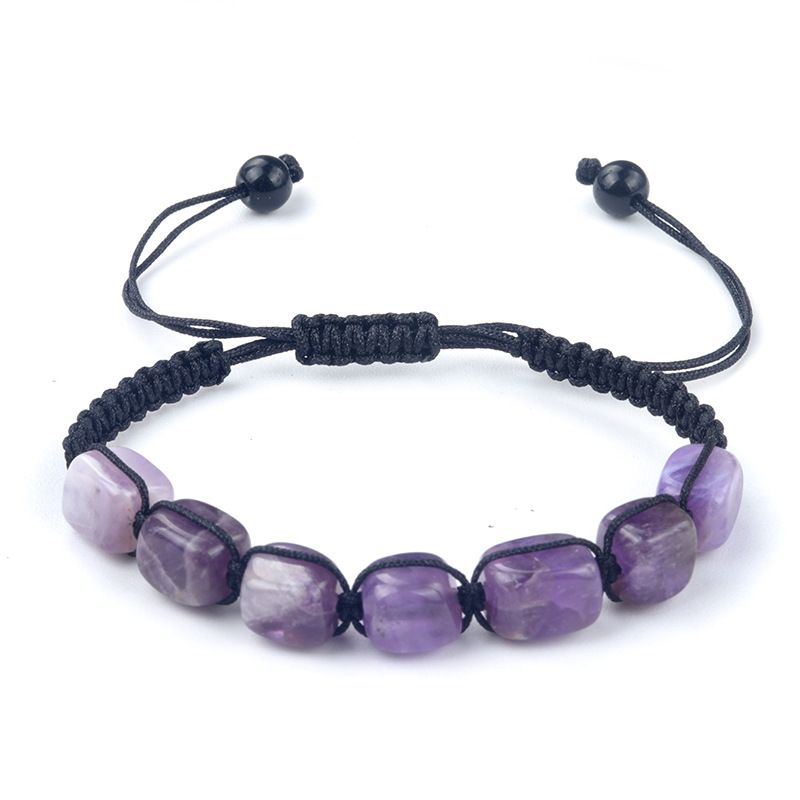 1685-Pó de cristal tigre olho ametista tecido pulseira de pedra de cristal natural chakra yoga jóias