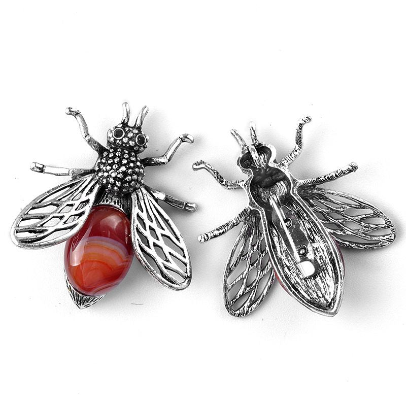 Pingente de broche de abelha 1650-48Mm de uso duplo, incrustado em liga de cristal ágata meio tesouro Pingente de broche de joias