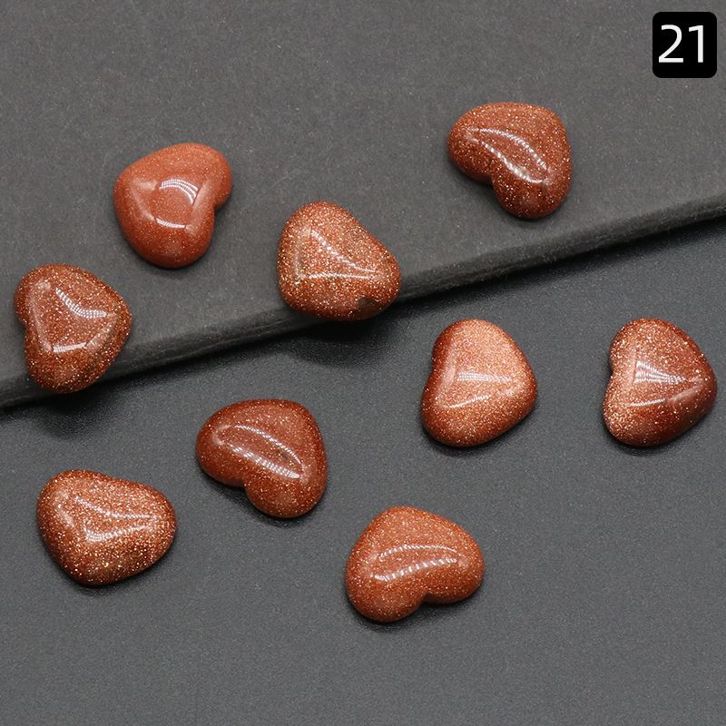 1221-15 × 18mm superfície do anel de amor, forma de coração curvado único de cristal natural, coração plano de pêssego DIY incrustado em pedra solta