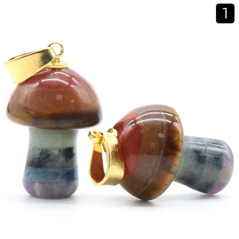 1291-Pingente de cogumelo pequeno de 2cm de pedra colorida, processo de emenda de cristal natural, ornamento de cogumelo de paisagismo de micro-paisagem