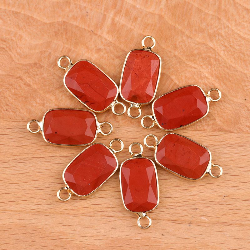 1637-Pingente de retângulo de furo duplo de cristal natural Acessórios de joias DIY Pulseira de colar Acessórios Conector