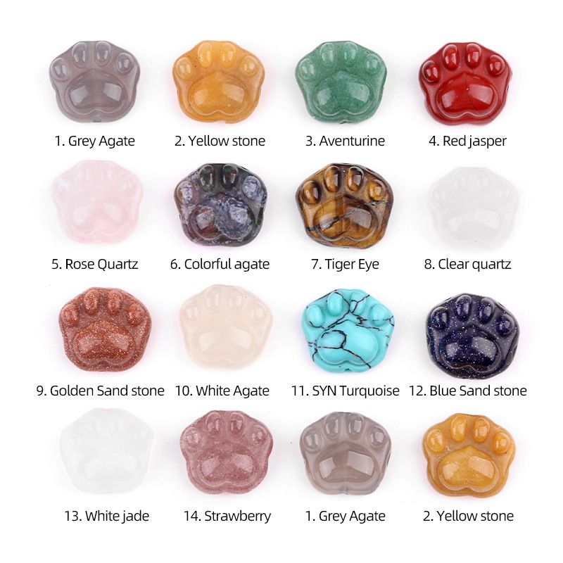 2044-16Mm Cristal Natural Ágata Dongling Jade Escultura Garra De Gato Urso Pata DIY Colar De Mão Pingente Acessórios