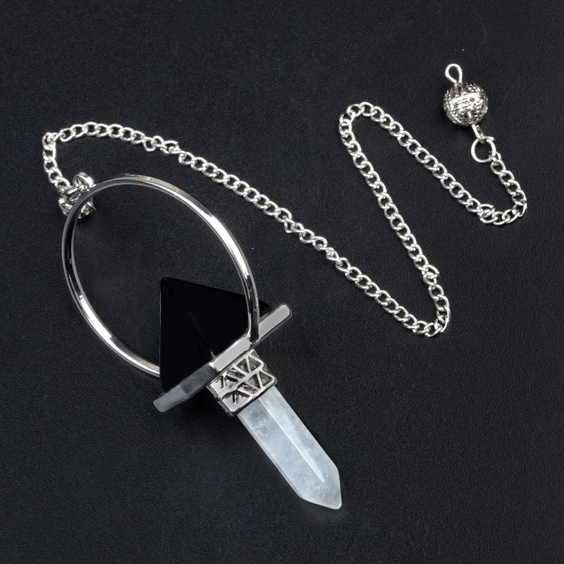 1925-Pingente de pêndulo hexagonal de pilar de cristal branco, pingente de pêndulo amplificador