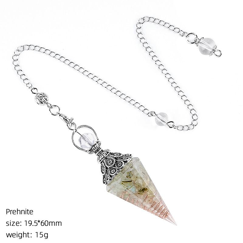 Hot Selling Cristal Natural Pêndulo Receptáculo de Prata Antiga Cone Hexagonal Ponta Única Yoga Meditação Resina de Freqüência Ajustável Pêndulo
