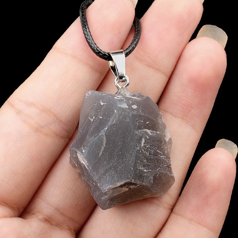 499-Pingente de pedra áspera de cristal natural ametista rosa amarelo branco colar de pedra áspera pingente de joias