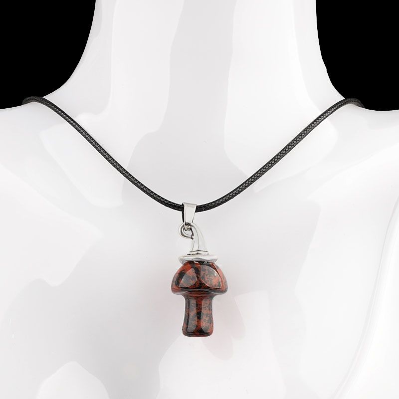 Pingente De Cogumelo De Chapéu De Bruxa De Cristal Natural