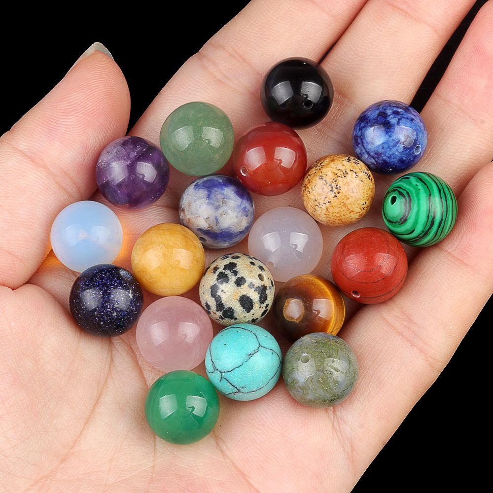Contas de meio buraco de 1929-12Mm, contas redondas de meio buraco de ágata de cristal contas soltas Brincos de viga DIY acessórios de incrustação Contas de Buda