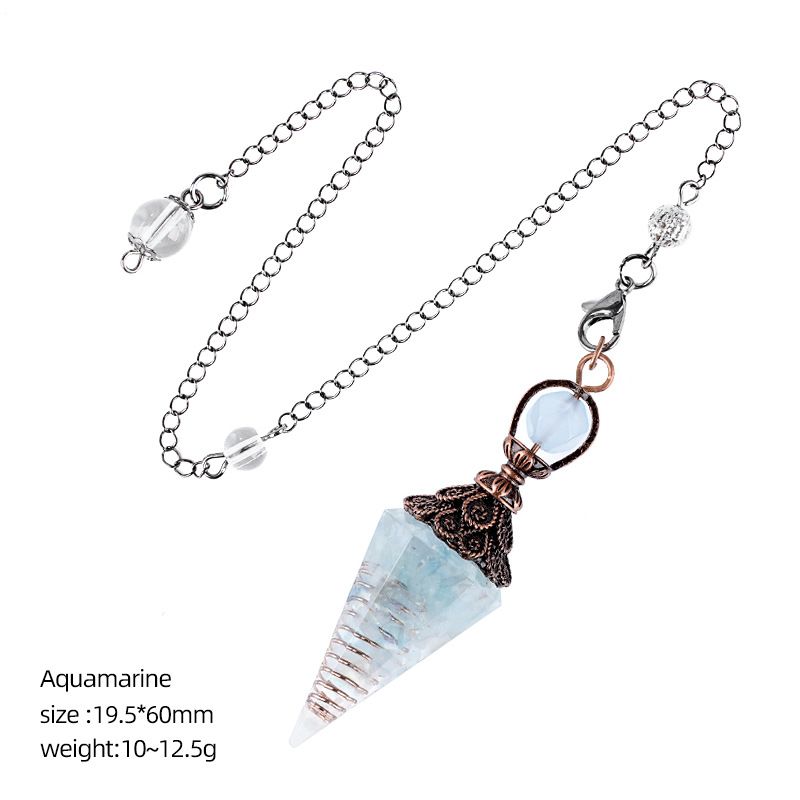 Pingente de pêndulo de cristal de bronze personalizado europeu e americano hexagonal Cone Rhombus Yoga Meditação Pêndulo de resina de frequência ajustável