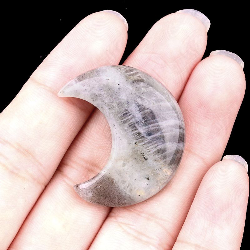1602-30Mm lua, forma crescente de pedra de ágata de cristal natural DIY lua não porosa acessórios material