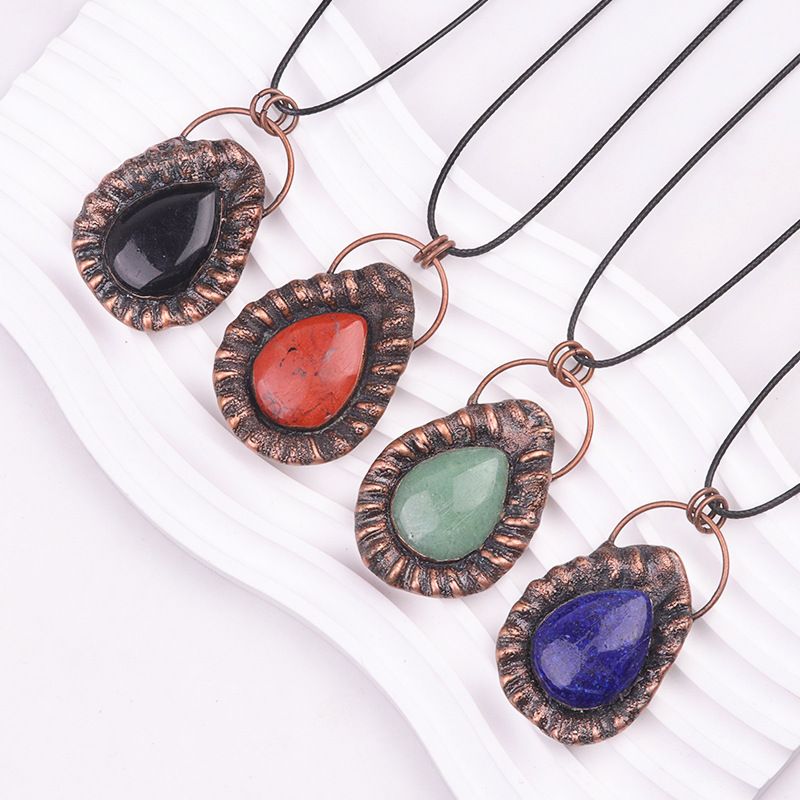 2156-Colar vintage de cristal de ágata incrustada em pedra semipreciosa colar de jóias versáteis da moda