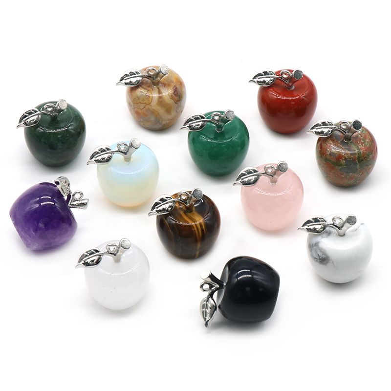 1496-Pedra de cristal natural 20mm maçã pequena 12 grade cor caixa ornamento pendente de uso duplo