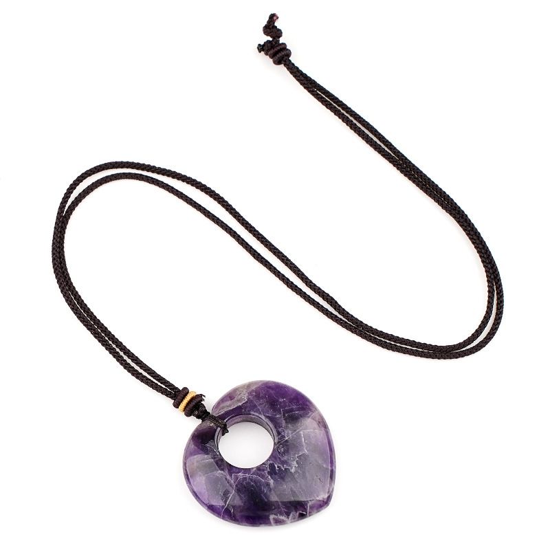 Colar de pedra de cristal natural colar de pedra de amor suéter corrente olho de tigre coração de pedra colar de pedra de pêssego pingente