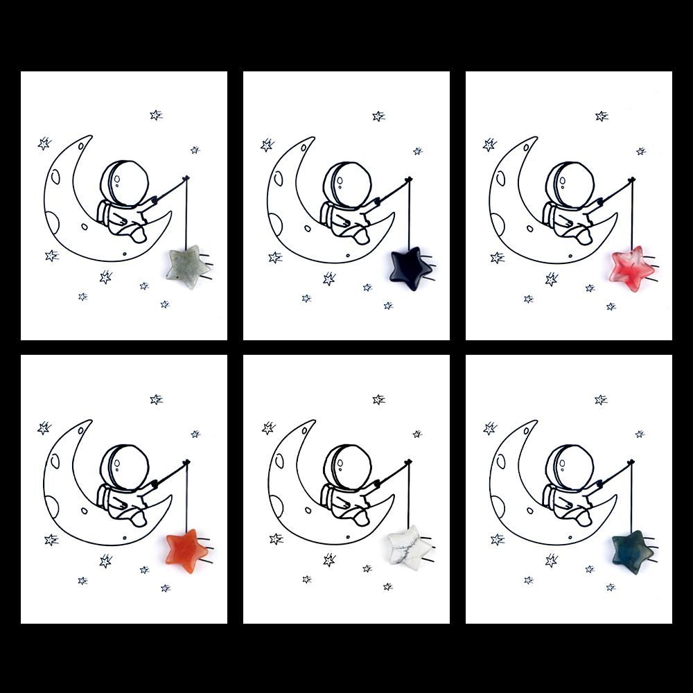 1817-Card Series 15mm Pentagrama Natural Crystal Agate Fun Card