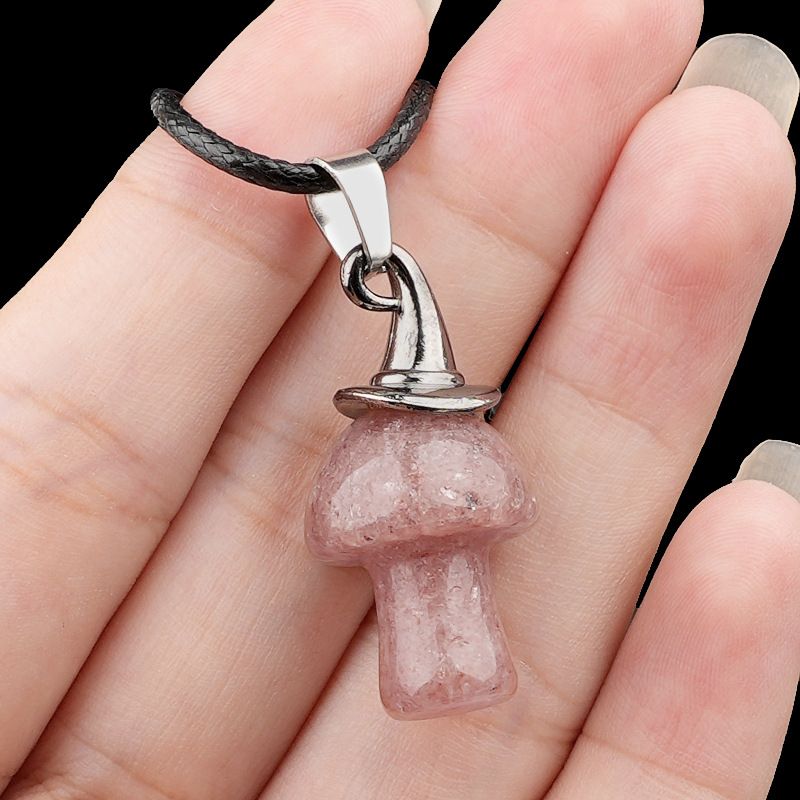 2351 Presente de Natal chapéu de bruxa ágata cogumelo colar cristal natural cogumelo forma pingente vintage jóias