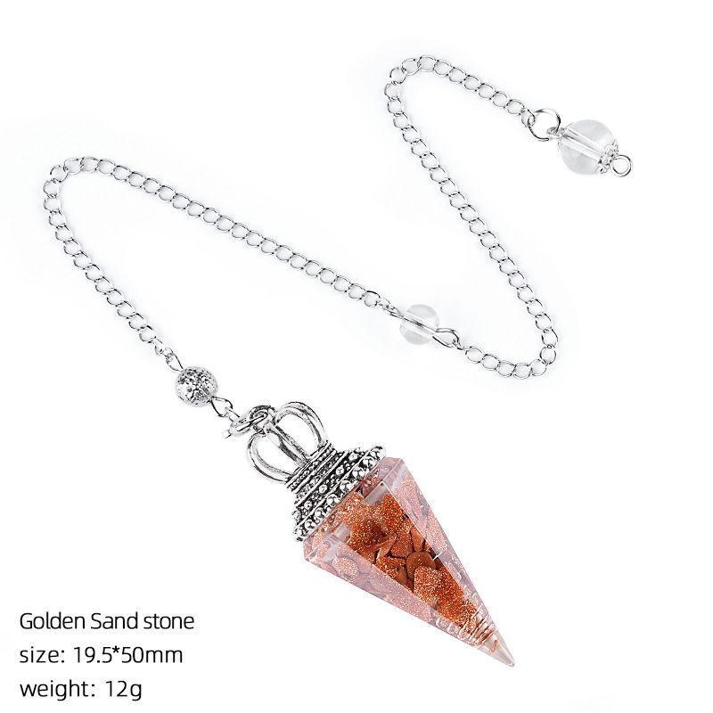 Hot Sale Pingente de Pêndulo de Cristal Natural Crown Yoga Acessórios de Meditação Hexagonal Cone Ajustável Resina de Freqüência Pêndulo