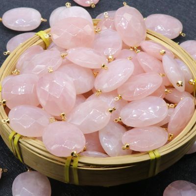 Pingente de furo duplo de corte de cristal rosa 38 * 24mmdiy pulseira colar brincos acessórios de jóias material
