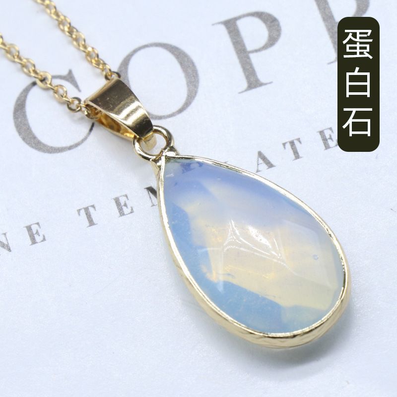 Pingente de bainha de corte de gota de água de jade de ágata de cristal natural, colar de gota de água de lápis-lazúli de cristal de pedra de olho de tigre