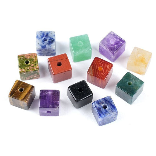 10Mm quadrado de cristal 2mm contas de buraco grande DIY pulseira artesanal colar espaçador de contas acessórios de contas soltas cubo de açúcar de cristal natural