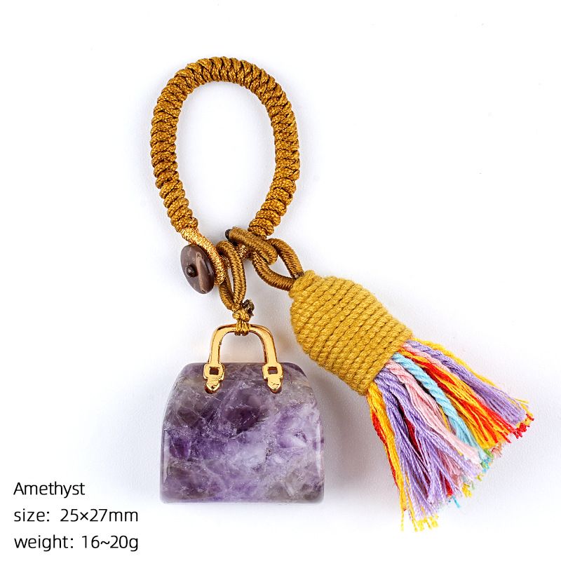 2485 Pedra natural semi-preciosa saco chaveiro criativo mão-tecido carro roupas acessórios cristal ágata pingente