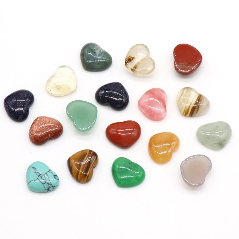 1221-15 × 18mm superfície do anel de amor, forma de coração curvado único de cristal natural, coração plano de pêssego DIY incrustado em pedra solta