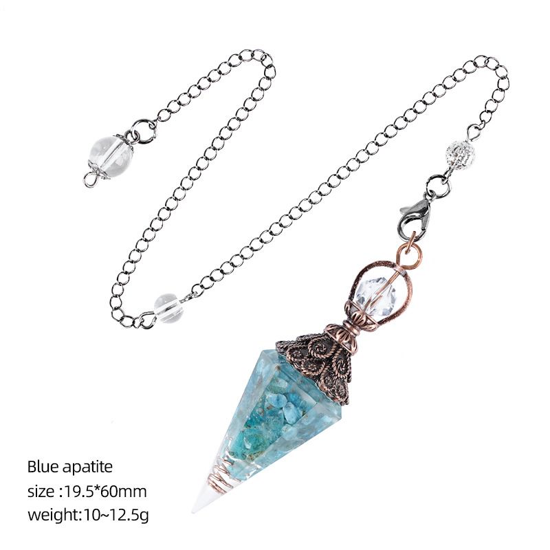 Pingente de pêndulo de cristal de bronze personalizado europeu e americano hexagonal Cone Rhombus Yoga Meditação Pêndulo de resina de frequência ajustável