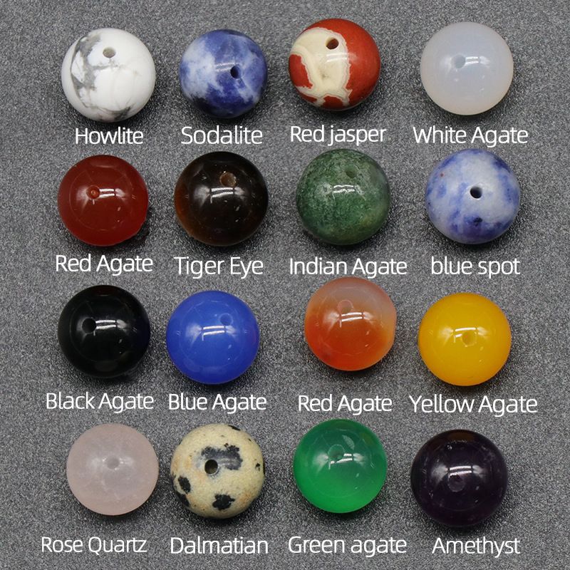 Contas de meio orifício de 1600-8mm, contas redondas de meio orifício de ágata de cristal natural, contas soltas Brincos de viga DIY acessórios de incrustação