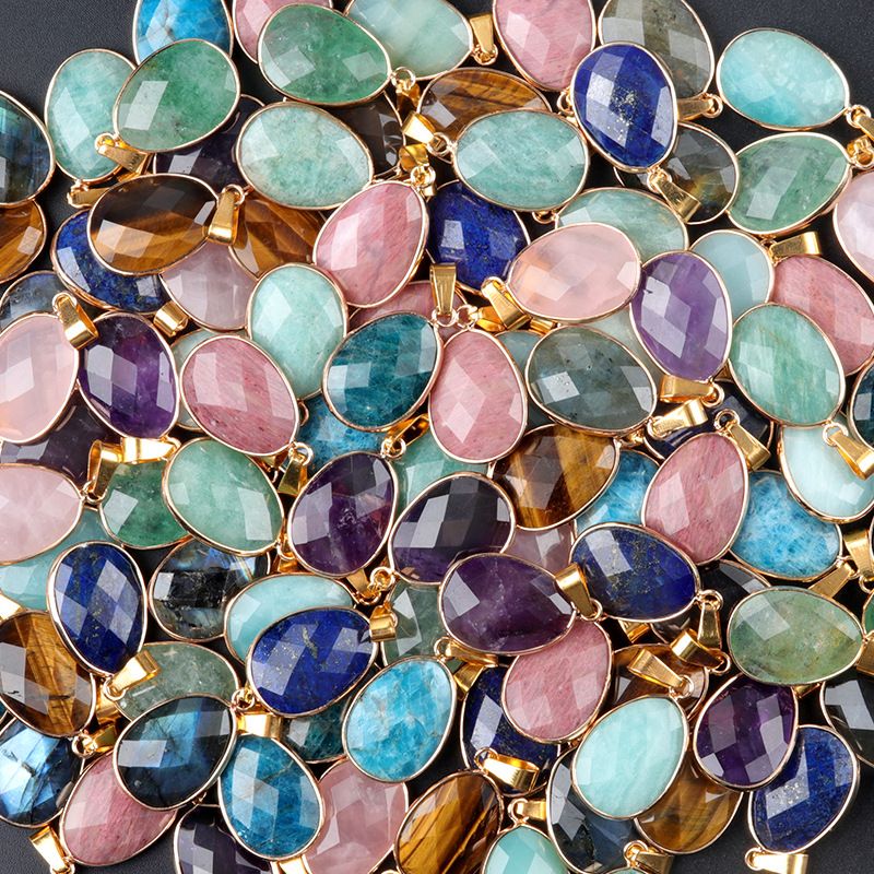 1647-Pó natural de ametista em forma especial gota de água cortada com bainha de cobre pingente de furo único, colar de DIY com cabeça de pedra semipreciosa