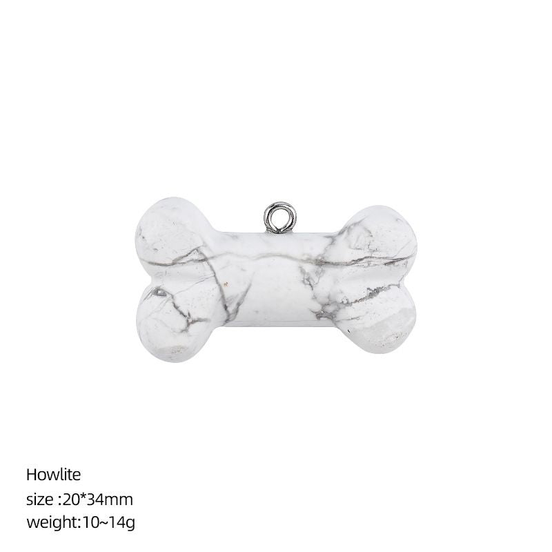 Pingente de osso de cristal natural DIY colar pingente filhote de cachorro acessórios pedra ágata gravada osso