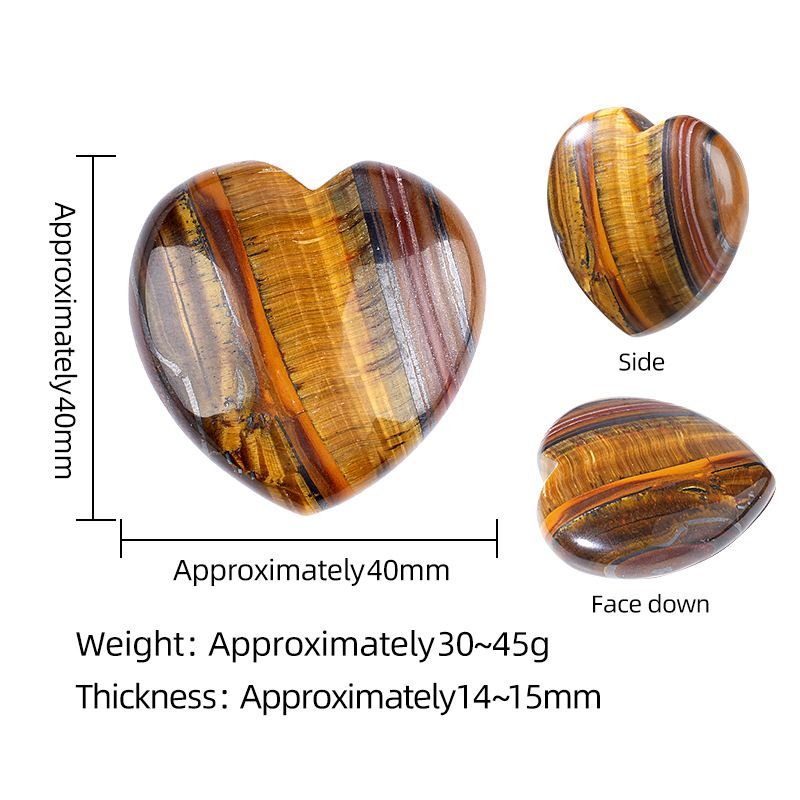 Ornamento de amor de cristal natural de 40Mm, presentes de Dia dos Namorados masculinos e femininos, joias em forma de coração de pedra natural não porosa polida com pedra áspera.