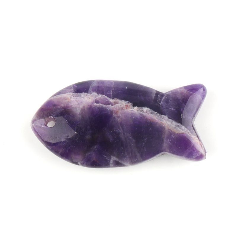 Atacado transfronteiriço 38mm cristal natural pingente de peixe pequeno DIY pedra criativa perfurada ágata pedra colar em forma de peixe