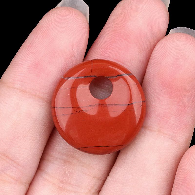 2303-20mm Pedra de Cristal Natural com Furo de Paz Pingente Fivela Princesa Acessório Nostálgico DIY