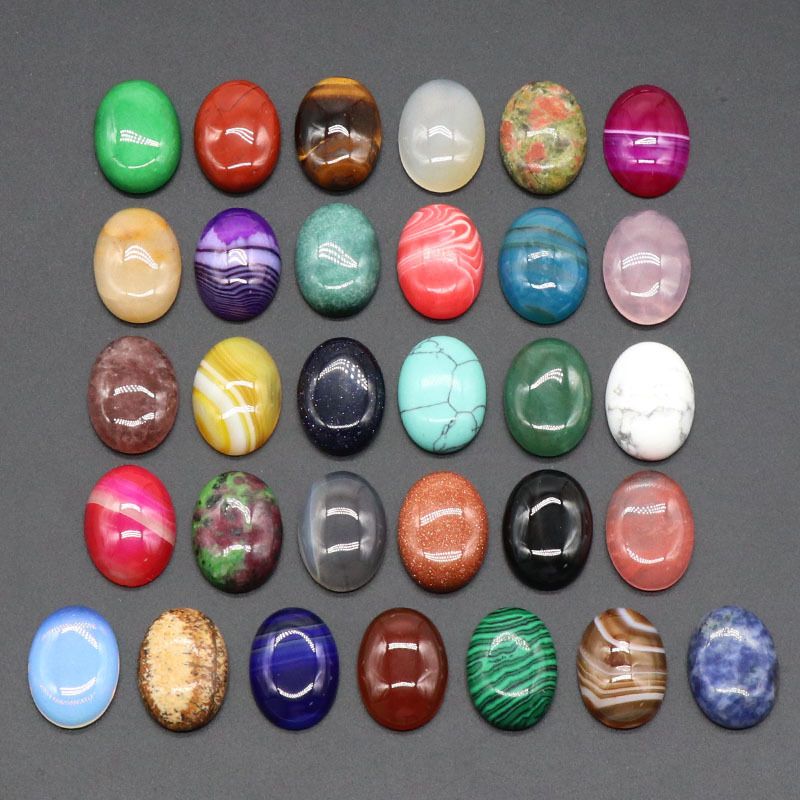 1229-18 × 25 Superfície do anel em forma de ovo Cristal natural único arco geométrico DIY jóias incrustadas com acessórios de pedra solta