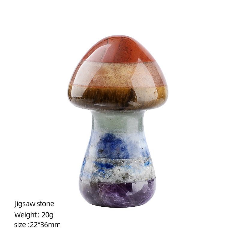 Pingente de cogumelo de cristal natural colorido Chakra de emenda de pedra preciosa de ágata de sete cores pequeno colar de cogumelo
